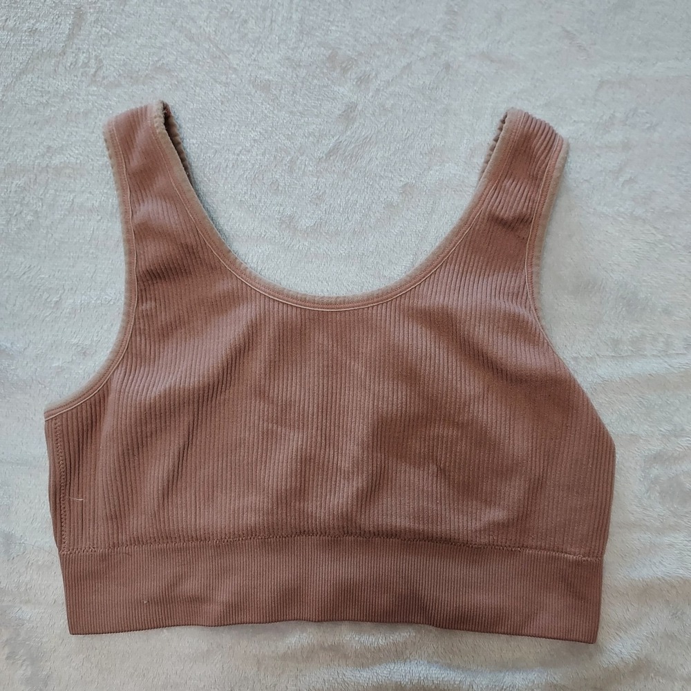 Aerie Ribbed Seamless Bralette Tan Brown XL Athleisure Lounge